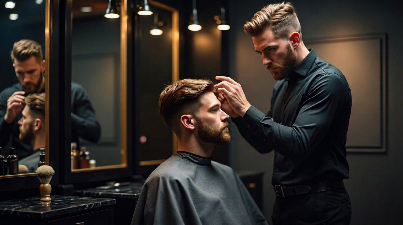 Professional barber at Gumane